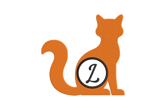 Cat Letter L: A Charming Embroidery Design for Boutique Apparel